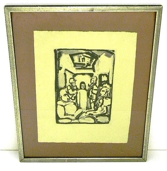 georges dominique roualt french 1904 2002 1936 wood engraving depicting several people assembled in room framed under glass w · Winter Associates, Inc. · 2012-02-13 Georges Dominique Roualt comparable auction result: georges dominique roualt french 1904 2002 1936 wood engraving depicting several people assembled in room framed under glass w