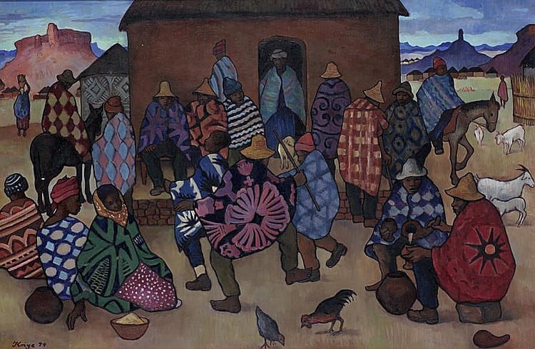 Francois Krige comparable auction result: francois krige south african 1913 1994 lesotho village scene