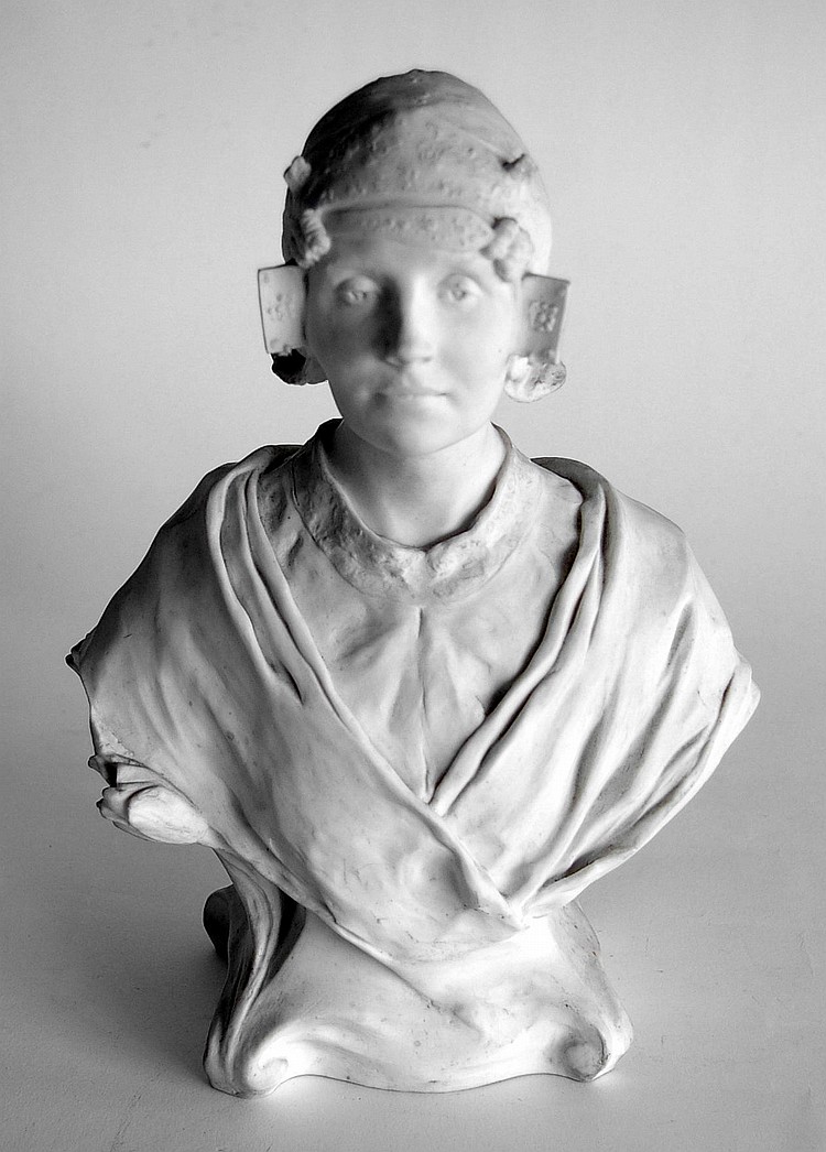 Jean-Paul Aubé comparable auction result: jean paul aub 1837 1916 buste de femmeau bonnet biscuit