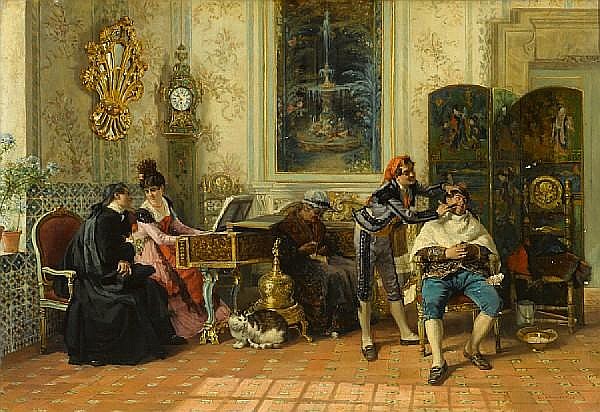 Luis Alvarez Catalá comparable auction result: luis alvarez catal spanish 1836 1901 the barber of seville 18 1 4 x 26 1 4in 46 3 x 66 6cm