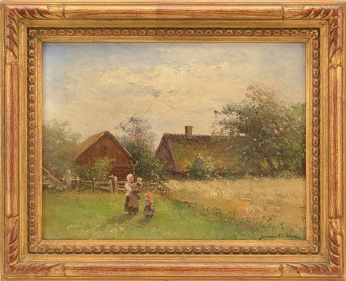 Maj Arnell comparable auction result: nilsson severin 1846 1918 sommarlandskap med mor