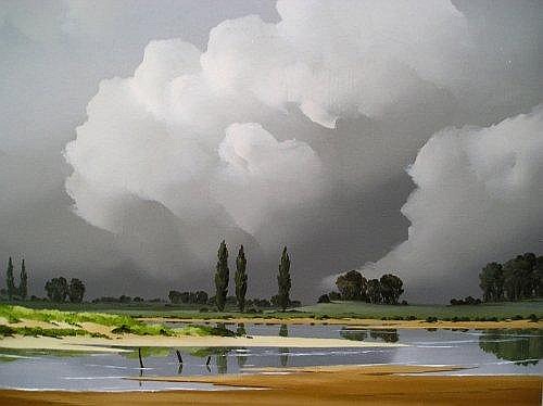 Andre de Lievin comparable auction result: andre de lievin french rural landscape with poplar trees oil on canvas