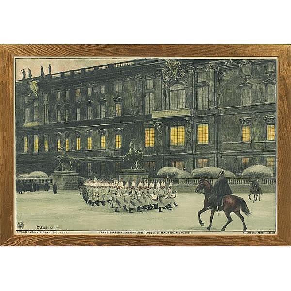Franz Skarbina, "Das Königliche Schloss zu Berlin (The Royal Palace in Berlin)," sold by Toomey & Co. Auctioneers, lot 38 — auction record photograph
