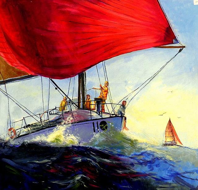 Brian Agnew comparable auction result: brian agnew 1936 original oil painting on canvas title sydney to hobart signed lower right