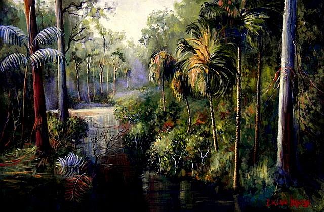 Brian Agnew comparable auction result: brian agnew 1936 original oil painting on canvas title palm valley queensland signed lower right title verso