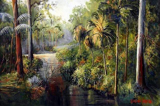Brian Agnew comparable auction result: brian agnew 1936 original oil painting on canvas title palm valley queensland signed lower right title verso