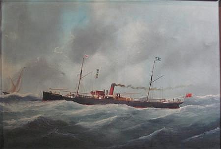 Victor Charles Edouard Adam comparable auction result: victor charles edouard adam french 1868 1938 the steamer kilmorack 62cm x 93cm 24 5in x 36 5in