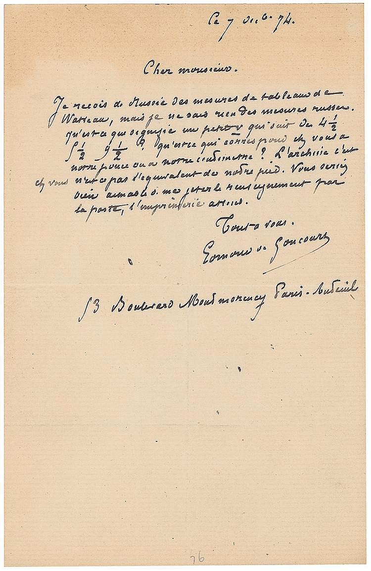 Edmond de Goncourt comparable auction result: edmond de goncourt