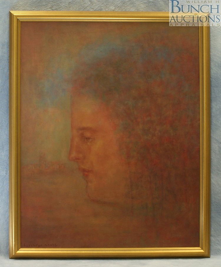 Beveridge Moore comparable auction result: beveridge moore american 1915 2004 oil woman with ruins 1966 30 x 24