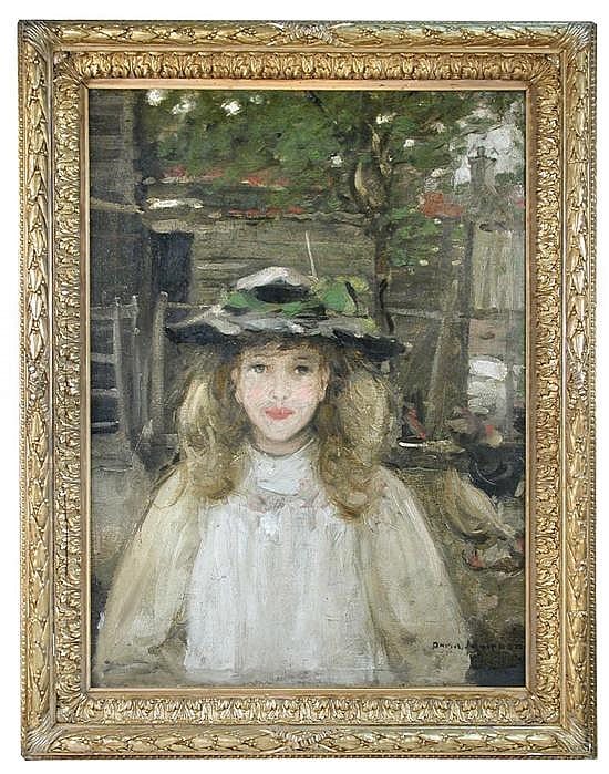 David Muirhead comparable auction result: david muirhead portrait of a young scottish girl oil on canvas