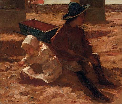 Marius van der Maarel comparable auction result: children playing on the beach