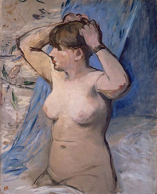Femme nue se coiffant comparable sale