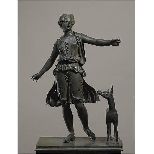 u - A BRONZE FIGURE OF ARTEMIS AND THE STAG , LATE HELLENISTIC/EARLY ROMAN IMPERIAL, 1st CENTURY B.C./1ST CENTURY A.D. , A BRONZE FIGURE OF ARTEMIS AND THE STAG comparable sale