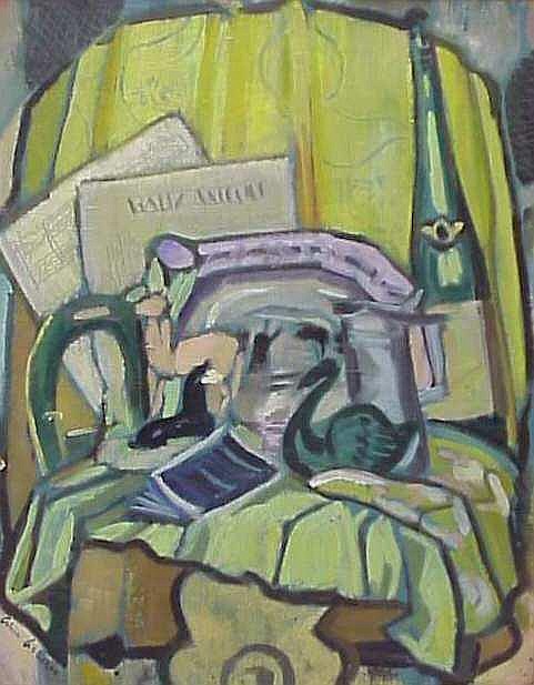 Alice Acheson comparable auction result: alice acheson 1895 washington d c cubist still life oil on board 20 x 16 signed l l framed 27 x 23 1 4 maynard walker gallery ny label verso