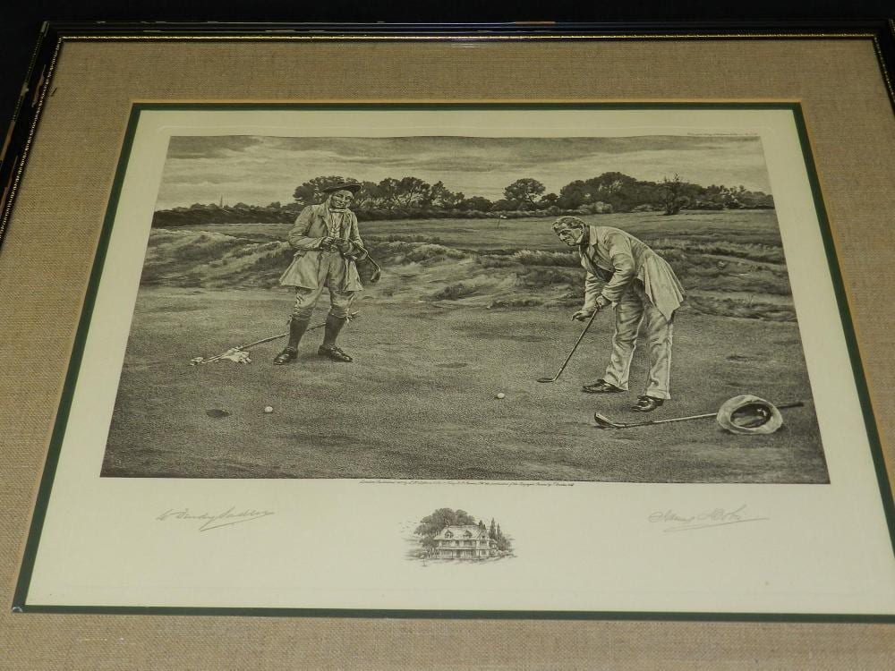 James Dobie comparable auction result: golfing etching by james dobie