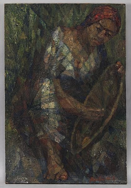 Alipio Jaramillo comparable auction result: alipio jaramillo barequera oil on masonite