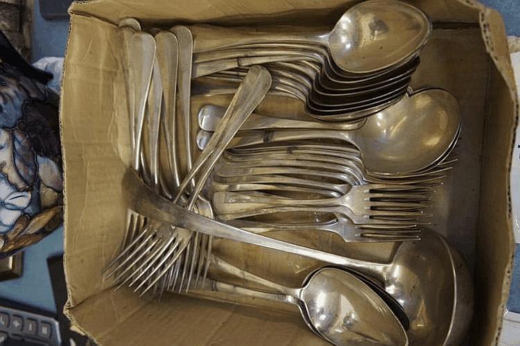 Set of early 20thC Dutch silver flatware sold by Murray's Inc. Chrystals Auctions, lot 272 — auction record photograph
