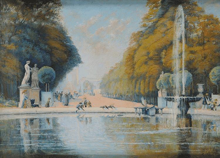 Adolf Schlabitz comparable auction result: adolf gustav schlabitz 1854 1943 les tuileries pastel sign en bas droite 70 5 x 97 cm