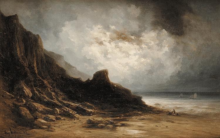 Gabriel Hippolyte Lebas comparable auction result: gabriel hippolyte lebas 1812 1880 grande mar e par temps de pluie toile sign en bas gauche et dat 1876 64 x 100 cm petit manque exposition salon 1876 n 1227