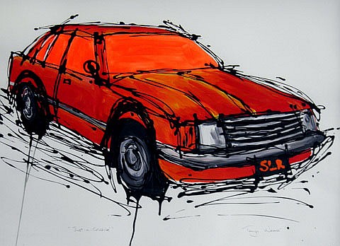 Tanya Weaver comparable auction result: tanya weaver 1969 original acrylic painting title just a cruzin signed lower right titled lower centre