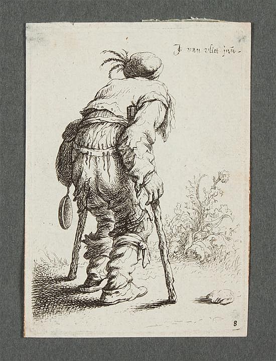 Johannes van Vliet comparable auction result: johannes van vliet dutch c 1610 1637 beggar seen from behind copper etching 3 11 16 x 2 9 16 in 9 3 x 6 5 cm