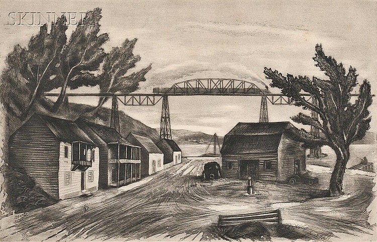 Albert William Heckman comparable auction result: albert william heckman american 1893 1971 cross roads 1939 published by associated american artists edition of 250 aaa czestocho