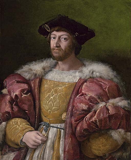 Portrait of Lorenzo de' Medici, Duke of Urbino (1492-1519), three-quarter-length, holding a gold box comparable sale
