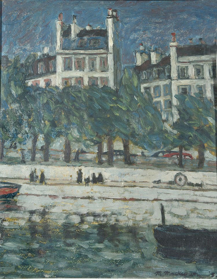 Martin MacKeown comparable auction result: martin mackeown b 1931 view of a town across a