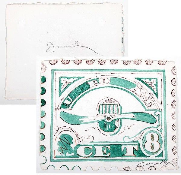 Pop Artist Robert Dowd "Original Pencil "Stamp" Art - 1967 sold by Goldberg Coins & Collectibles, lot 207 — auction record photograph