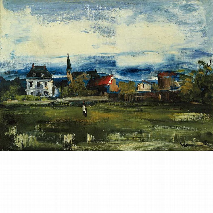 Maurice de Vlaminck French, 1876-1958 Le Village Signed Vlaminck (lr); inscribed No. 23547/Vlaminck/Le... sold by DOYLE Auctioneers & Appraisers, lot 51 — auction record photograph