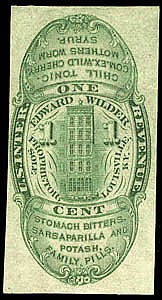 United States Postage Stamps : Wilder, Edward, 1¢ sold by Rumsey Auctions, lot 2276 — auction record photograph