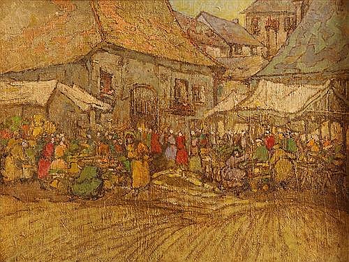 Georgina Moutray Kyle comparable auction result: georgina moutray kyle 1865 1950 market stalls
