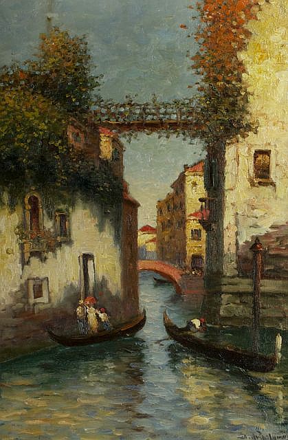 Dey De Ribcowsky comparable auction result: dey de ribcowsky 1880 1936 canal scene oil on canvas