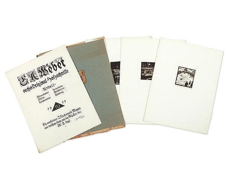 Evarist Adam Weber comparable auction result: evarist adam weber wood cuts portfolio arbeit work 1915