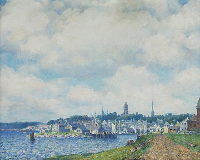 Carl Johan Nordell comparable auction result: carl j nordell 1885 1957 new england coast town oil on canvas