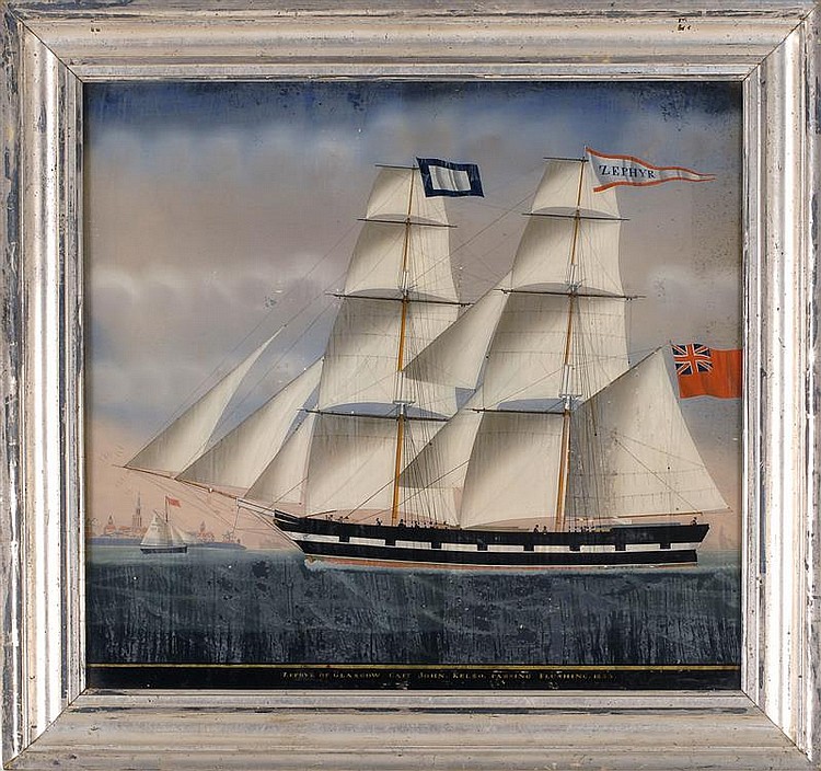 petrus cornelis weyts dutch 1799 1855 the zephyr of glasgow capt john kelso passing flushing 1855 reverse painting on glass · Eldred's · 2013-07-19 Petrus Cornelis Weyts comparable auction result: petrus cornelis weyts dutch 1799 1855 the zephyr of glasgow capt john kelso passing flushing 1855 reverse painting on glass
