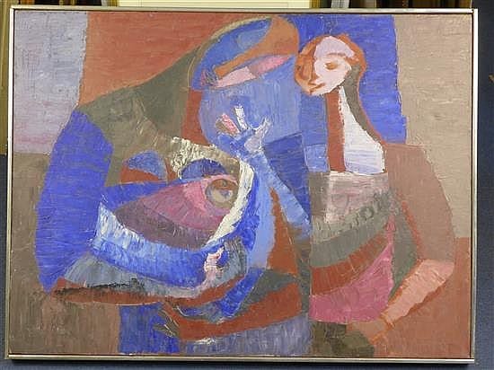 Estelle Laverne comparable auction result: estelle laverne 1915 1997 abstract family group 30 x 39 5in