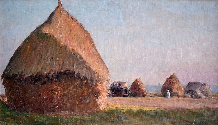 Maurice Dainville comparable auction result: maurice dainville 1856 1943 la fenaison aupr s de meules huile sur toile por