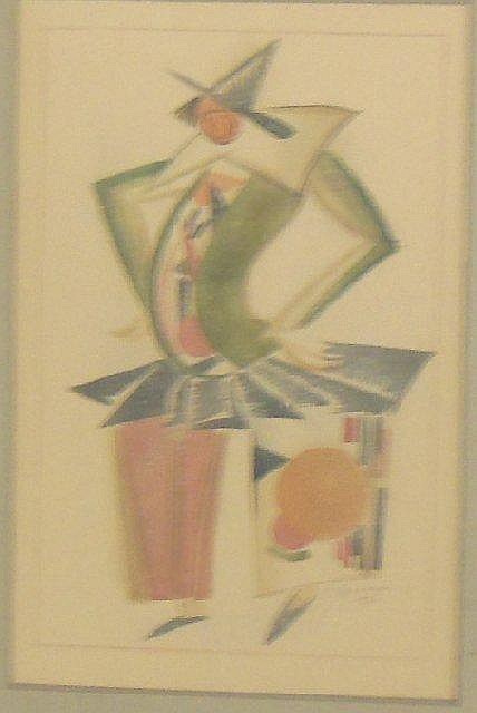 Sergej Vasil'evic Cechonin comparable auction result: gilt framed watercolor clown signed chekhonin