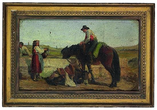 George Heming Mason, ARA (British 1818-1872) - At a well in the Roman Campagna sold by Cheffins, lot 390 — auction record photograph