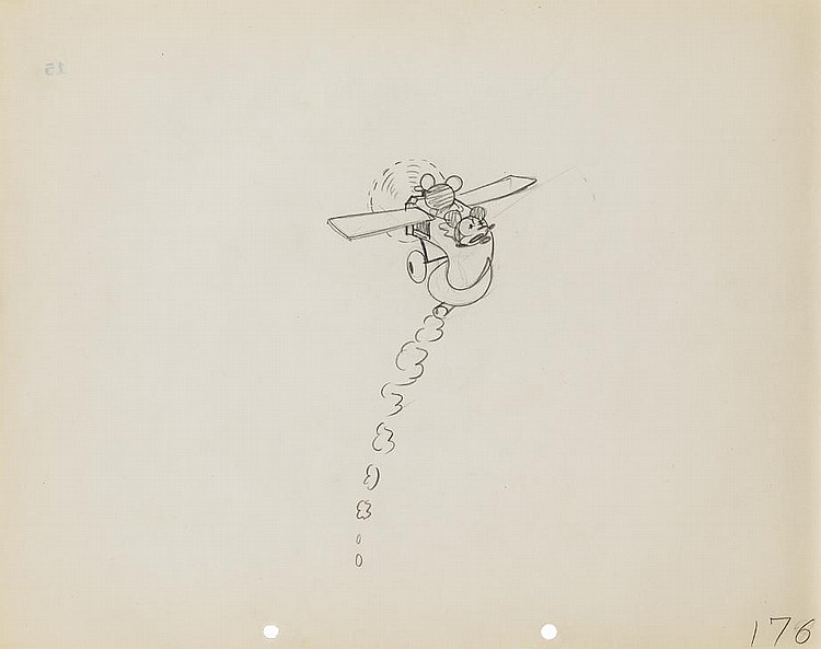 Ub Iwerks comparable auction result: original ub iwerks production drawing from plane crazy
