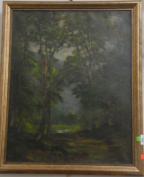 Roswell Morse Shurtleff (1838-1915) FOREST PATH oil on canvas signed lower left R.M. Shurtleff 25" x 20" sold by Nadeau's Auction Gallery, lot 522 — auction record photograph
