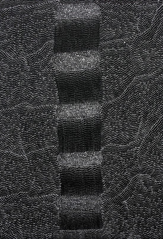 Dolsi Kelly comparable auction result: dolsi kelly rock holes acrylic on cotton