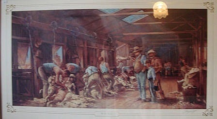 Darcy Doyle, signed print The Gun Shearer" sold by Barsby Auctions, lot 173 — auction record photograph