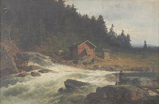 Axel Wilhl. Nordgren comparable auction result: axel nordgren swedish 1828 1888 fishing in the rapids signed lower right oil on canvas