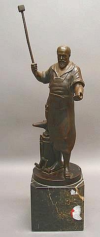 Bronze Sculpture of Blacksmith Standing blacksmith sold by Alderfer Auction, lot 3599 — auction record photograph