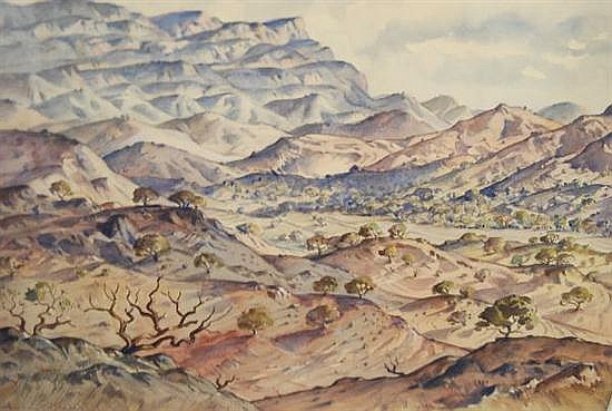 Anton David Riebe comparable auction result: anton david riebe 1905 86 australia arkaba country flinders ranges south australia watercolour