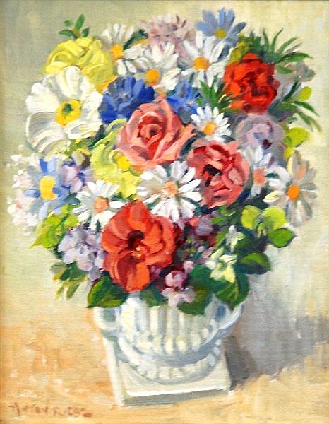 Anton David Riebe comparable auction result: anton david riebe 1905 86 australia floral still life oil on canvassed board