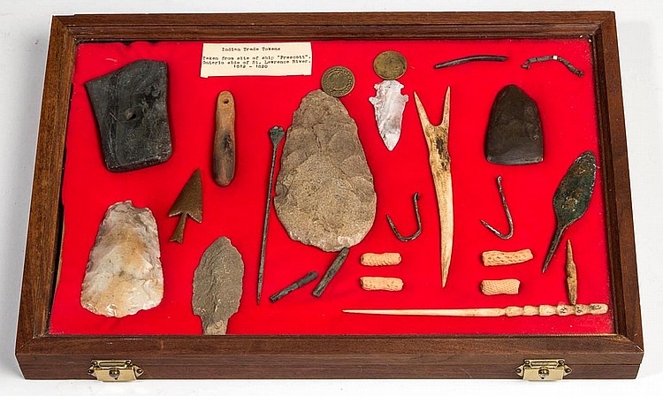 NATIVE AMERICAN AND OTHER ARTIFACTS, CASED LOT sold by Jeffrey S. Evans & Associates, lot 595 — auction record photograph