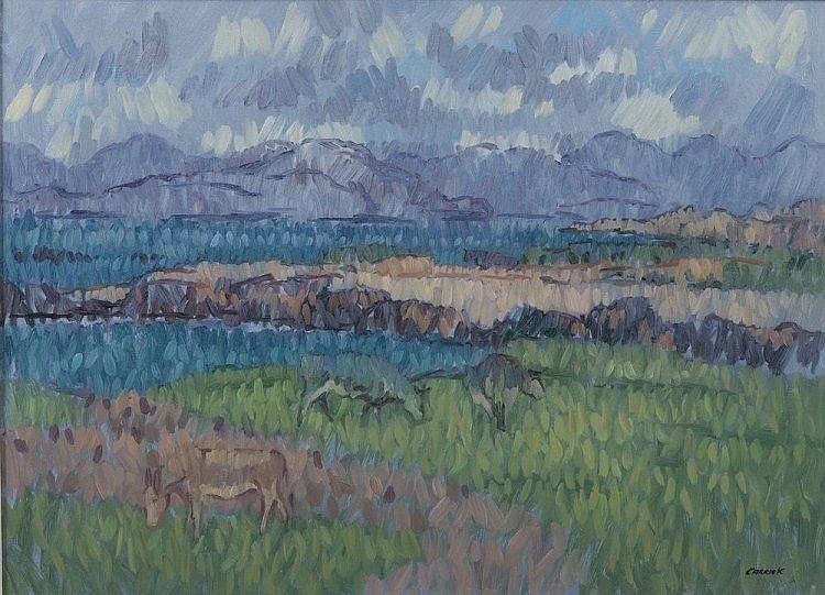 Desmond Carrick comparable auction result: desmond carrick 1928 2012 cattle and donkey in